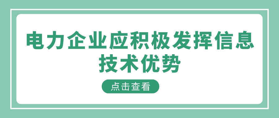 电力企业应积极发挥信息技术优势